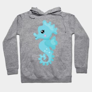 Cute Seahorse, Little Seahorse, Blue Seahorse Hoodie